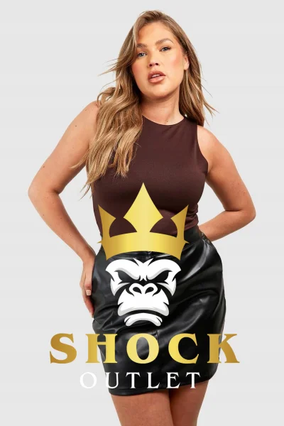 C10A02 CZARNA SKÓRZANA MINI SPÓDNICZKA PLUS SIZE BOOHOO 3XL