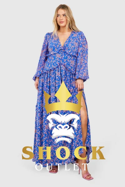 G1C003 NIEBIESKA SUKIENKA MAXI W KWIATY PLUS SIZE BOOHOO 3XL