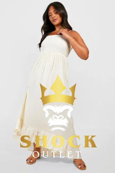 C9A004 BIAŁA MAXI SUKIENKA PLUS SIZE BOOHOO 4XL