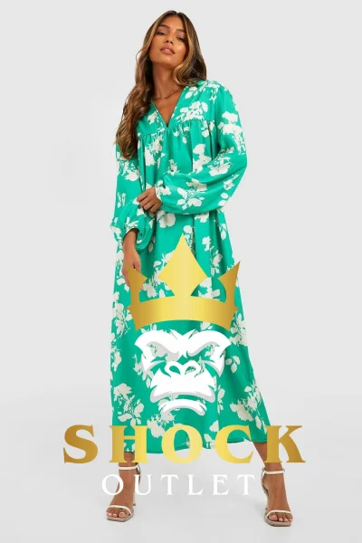 A7D29 ZIELONA MIDI SUKIENKA W KWIATY BOOHOO S