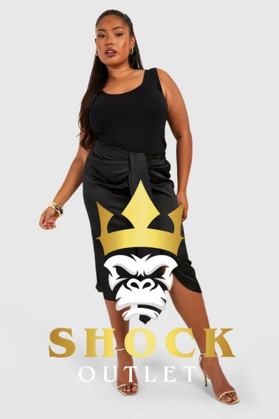 B8D106 CZARNA MIDI SPÓDNICA PLUS SIZE BOOHOO 8XL
