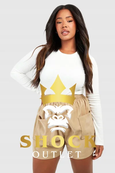 A6E114 BEŻOWE SPODENKI PLUS SIZE BOOHOO 8XL