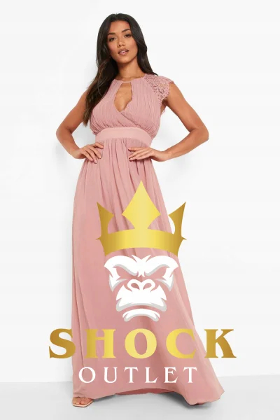 C10B26 RÓŻOWA SUKIENKA MAXI Z KORONKĄ BOOHOO 3XL