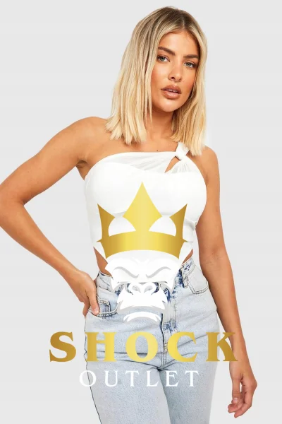 C8E214 BIAŁY GORSETOWY TOP NA JEDNO RAMIĘ BOOHOO XXL