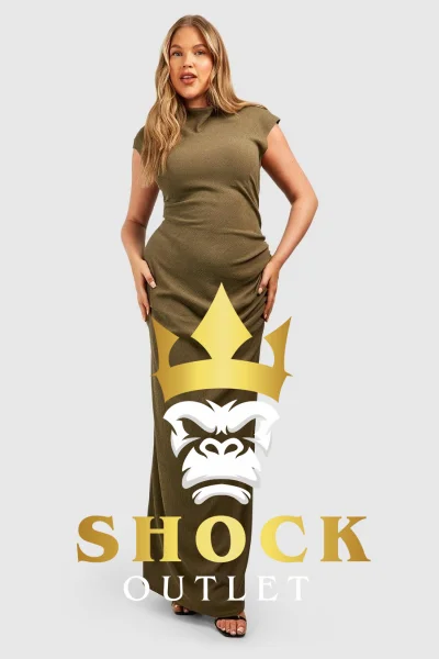 C4E308 ZIELONA KHAKI SUKIENKA PLUS SIZE BOOHOO 3XL