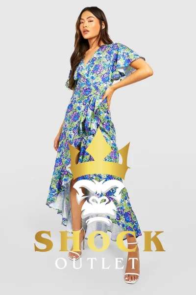 C4B117 ZIELONA SUKIENKA MAXI W KWIATY BOOHOO M