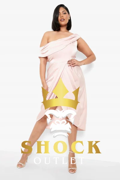 G3B206 RÓŻOWA SUKIENKA MIDI Z WYCIĘCIEM BOOHOO 8XL