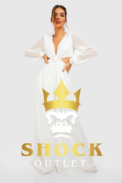 C5E026 BIAŁY KOMBINEZON ELEGANCKI Z WYCIĘCIAMI BOOHOO XXL