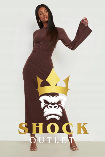 D1B307 BRĄZOWA SUKIENKA MAXI BOOHOO XXL