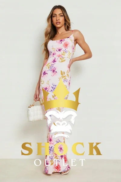 C9D213 RÓŻOWA SUKIENKA MAXI W KWIATY BOOHOO 3XL