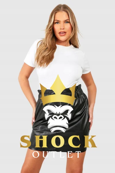 C6C006 CZARNA SKÓRZANA MINI SPÓDNICA PLUS SIZE BOOHOO 8XL