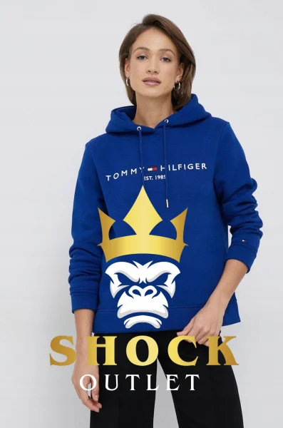 H4C207 NIEBIESKA BLUZA Z KAPTUREM I WYSZYTYM LOGO TOMMY HILFIGER XS