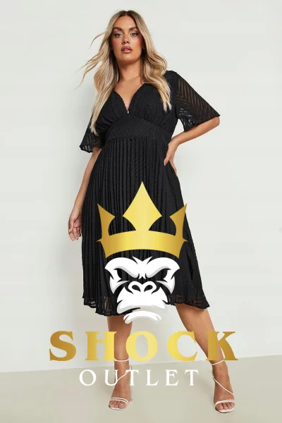 D1C106 CZARNA SUKIENKA MIDI PLISOWANA BOOHOO XXL