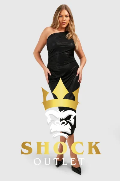 B8B101 CZARNA SUKIENKA NA JEDNO RAMIĘ BOOHOO 7XL