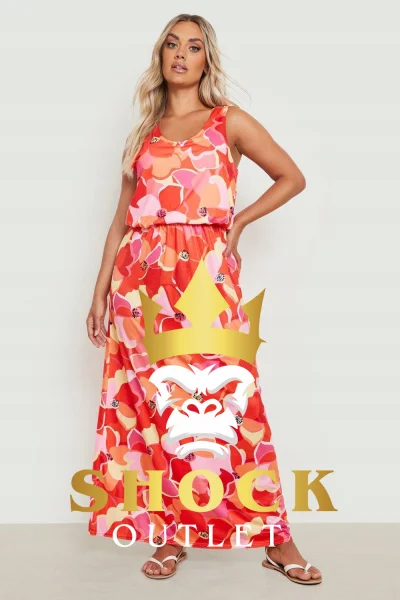 A7D012 WIELOKOLOROWA SUKIENKA W KWIATY MAXI BOOHOO 3XL