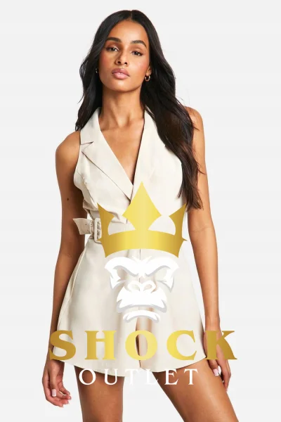 D2A215 BEŻOWY ELEGANCKI KOMBINEZON TALL BOOHOO 3XL