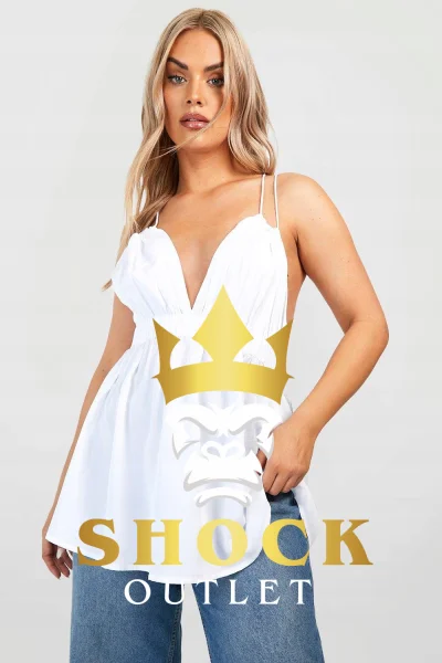 C6B108 BIAŁY TOP LUŹNY NA RAMIĄCZKACH BOOHOO 7XL
