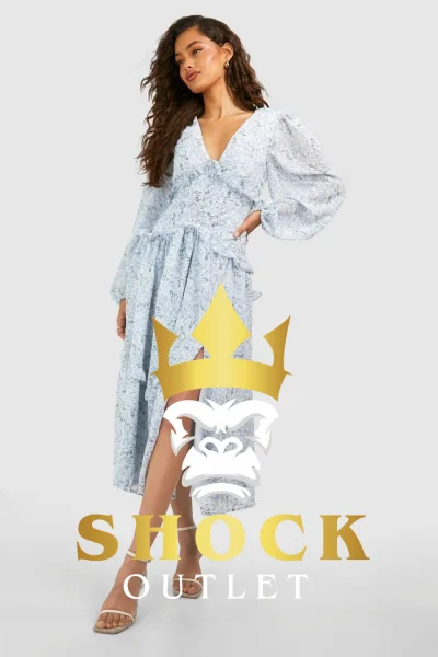 B0C004 NIEBIESKA SUKIENKA MIDI W KWIATY BOOHOO M