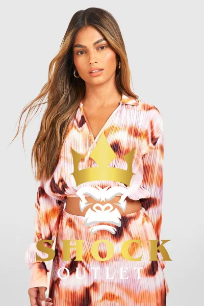 D1A022 WIELOKOLOROWY PLISOWANY TOP TIE DYE BOOHOO L