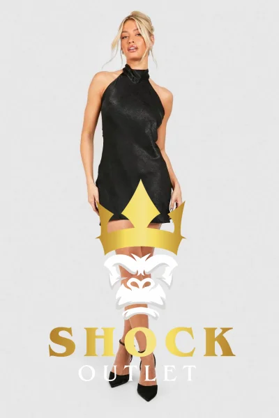 C0C240 CZARNA SATYNOWA SUKIENKA MINI BOOHOO XXL
