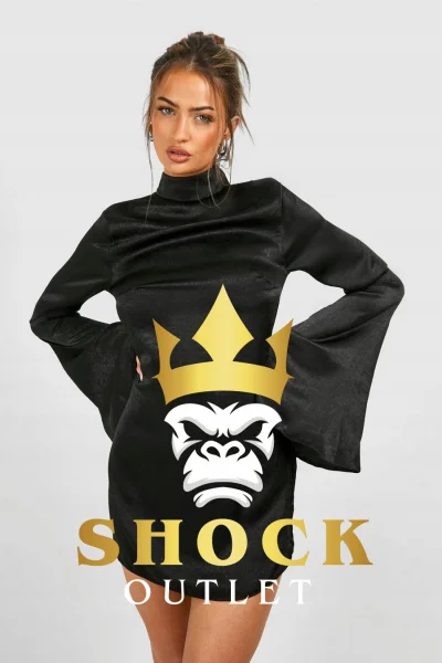 D3A208 CZARNA SATYNOWA SUKIENKA MINI BOOHOO XL