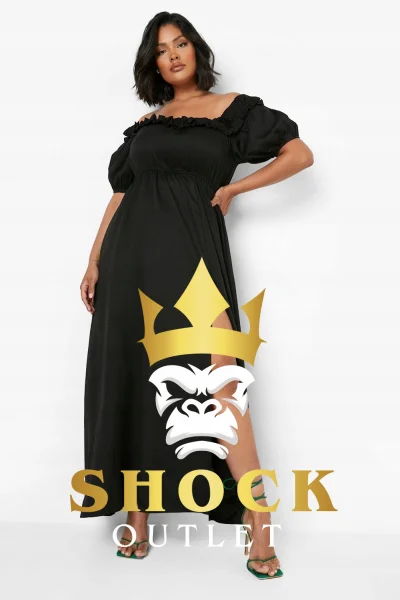 C1C117 CZARNA SUKIENKA Z FALBANKAMI MAXI Z WYCIĘCIEM BOOHOO 5XL