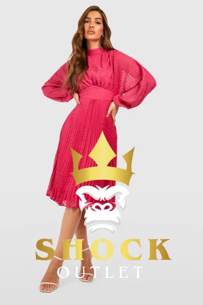 H4C04 RÓŻOWA SUKIENKA PLISOWANA MIDI BOOHOO L