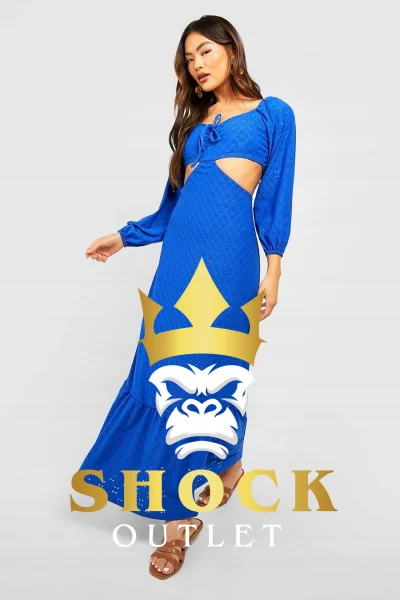 G0D110 NIEBIESKA SUKIENKA MAXI HAFTOWANA BOOHOO 3XL