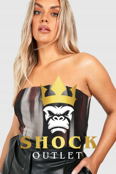 D2D016 BRĄZOWY SIATECZKOWY TOP PLUS SIZE BOOHOO 8XL