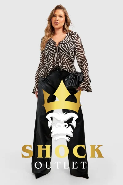A1F113 BIAŁO CZARNY TOP WIĄZANY PLUS SIZE BOOHOO 8XL