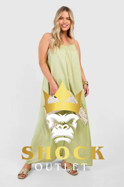 D1B323 ZIELONA SUKIENKA MAXI NA RAMIĄCZKACH LUŹNA BOOHOO 3XL