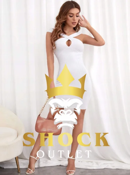 B6E110 BIAŁA SUKIENKA MINI ELEGANCKA DOPASOWANA SHEIN L
