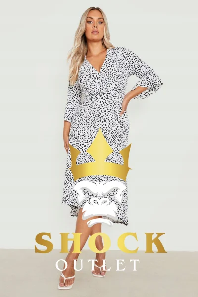 B2D102 BIAŁA SUKIENKA MIDI W CZARNE PLAMKI BOOHOO 54