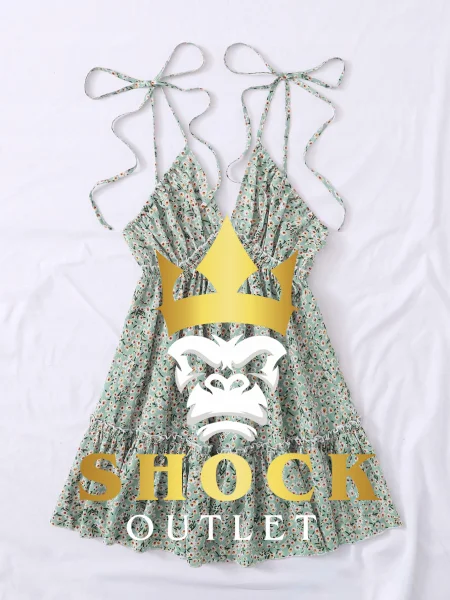 C0E019 ZIELONA SUKIENKA W KWIATY SHEIN S