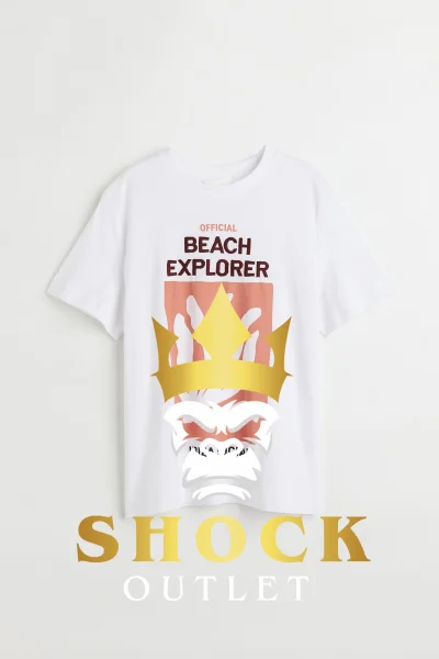 A4C015 BIAŁY T-SHIRT Z NADRUKIEM HM XXL
