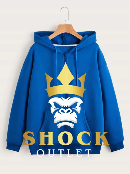 D0C003 NIEBIESKA BLUZA ROZPINANA Z NADRUKIEM Z TYŁU SHEIN XL