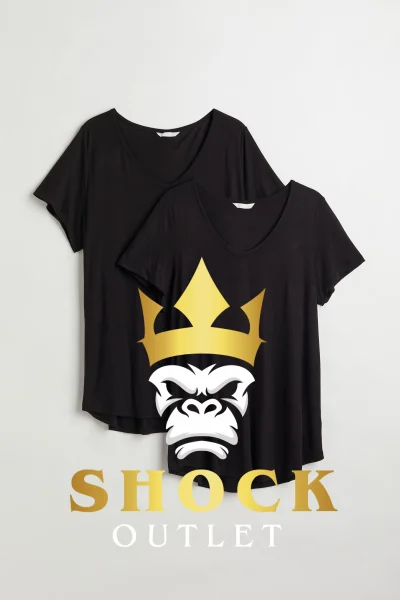 A2E301 2-PAK CZARNYCH BLUZEK T-SHIRTÓW HM XXL