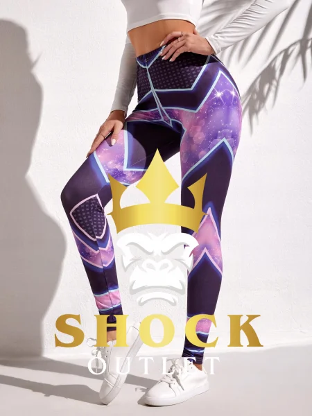 B6C213 FIOLETOWE LEGGINSY Z WZORKAMI SHEIN S