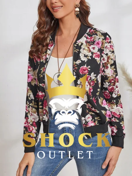 G7D07 CZARNA BLUZA ROZPINANA W KWIATY SHEIN S