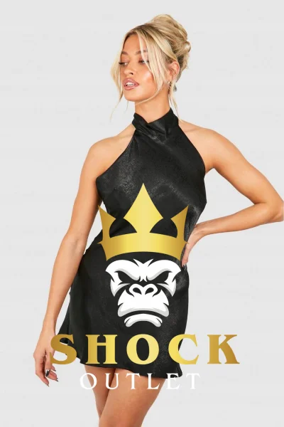 B2E210 CZARNA SATYNOWA SUKIENKA MINI BOOHOO XXL