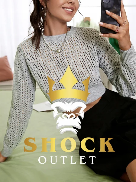 C9E003 SZARY KRÓTKI SWETER SHEIN S