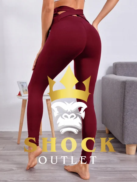 B6E015 BORDOWE DŁUGIE LEGGINSY SHEIN S