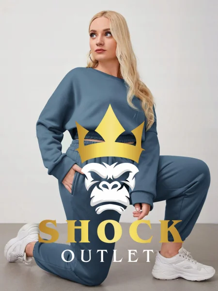 G2C203 NIEBIESKI KOMPLET DRESOWY BLUZA I SPODNIE SHEIN XL