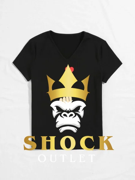 D4B220 CZARNY T-SHIRT Z NADRUKIEM SHEIN M