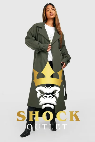 F4C001 ZIELONY CIENKI PŁASZCZ Z PASKIEM BOOHOO S