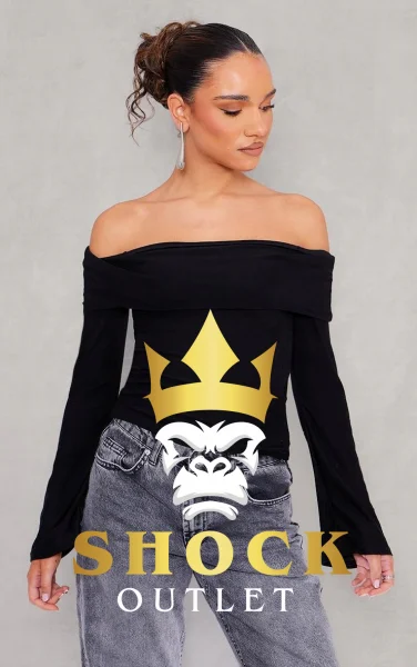 C9B120 CZARNA BLUZKA Z ODKRYTYMI RAMIONAMI PRETTYLITTLETHING L
