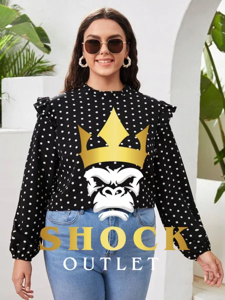A0C111 CZARNA BLUZKA KOSZULOWA W GROSZKI SHEIN 4XL