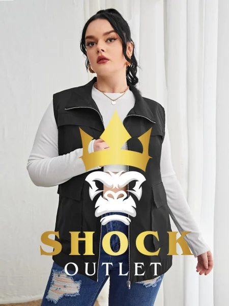 B6D007 CZARNA KAMIZELKA Z KIESZENIAMI SHEIN 3XL
