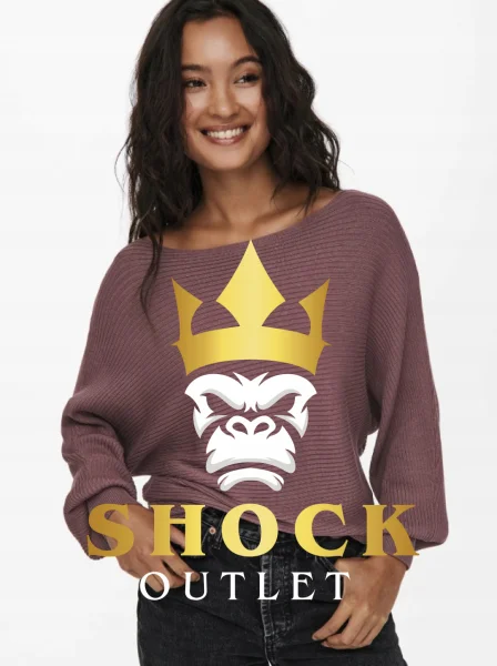 B5D223 CIEMNORÓŻOWY SWETER Z SZEROKIMI RĘKAWAMI ONLY S