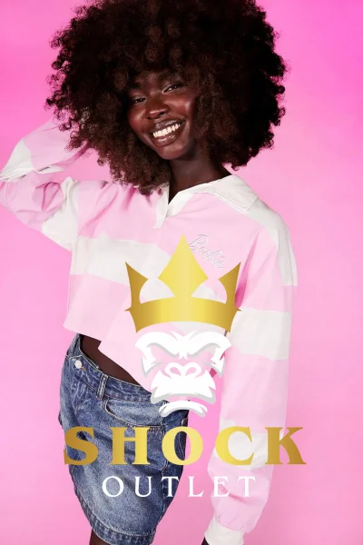 C7A204 RÓŻOWA BIAŁA BLUZKA W PASKI BARBIE X BOOHOO 3XL